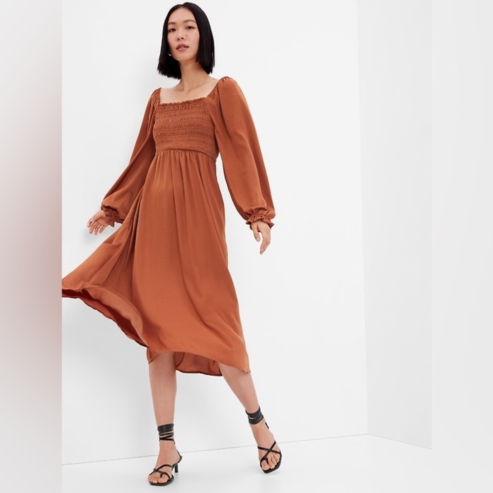 GAP Smocked Midi Dress - Copper, NWOT